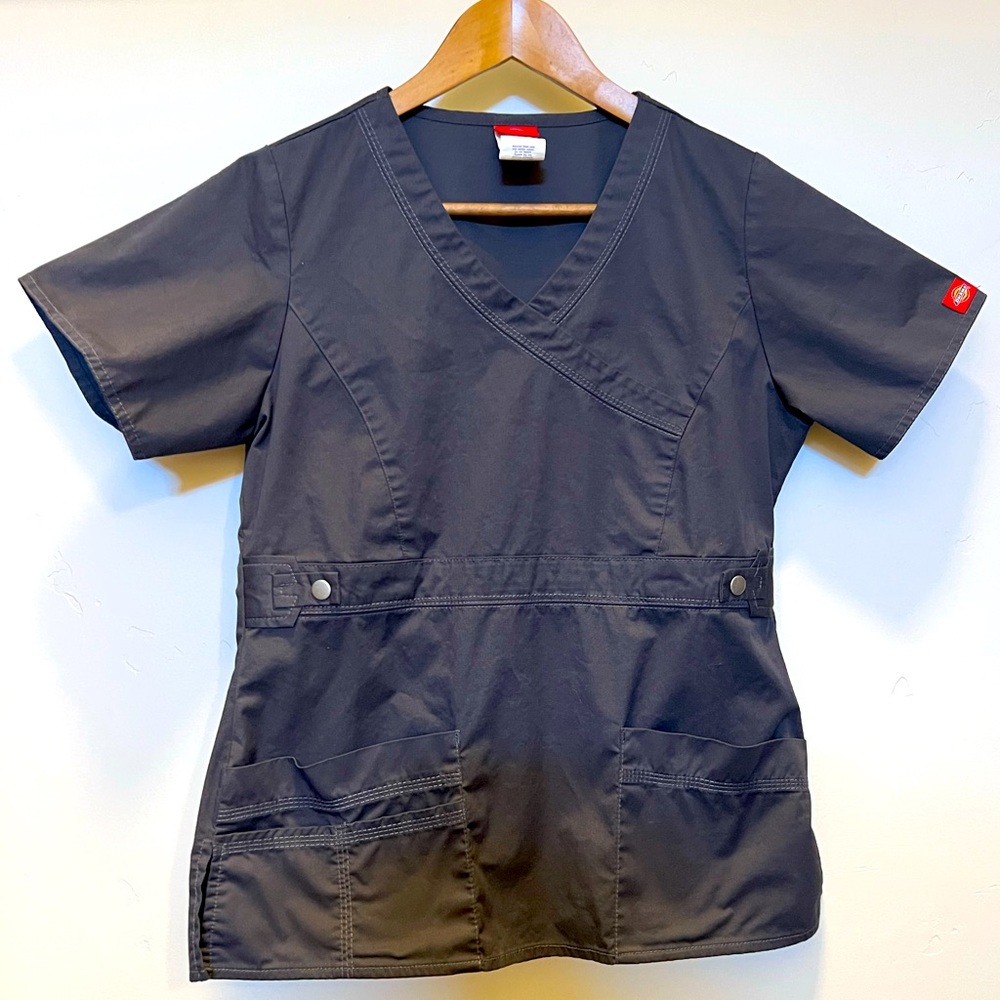 Dickies Small Pewter Gray Scrub Top